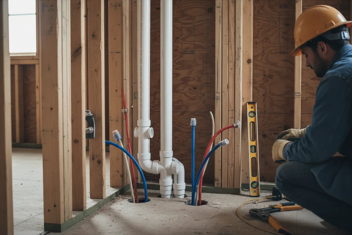 Drain and supply rough-in during Leak Detection in Anaheim